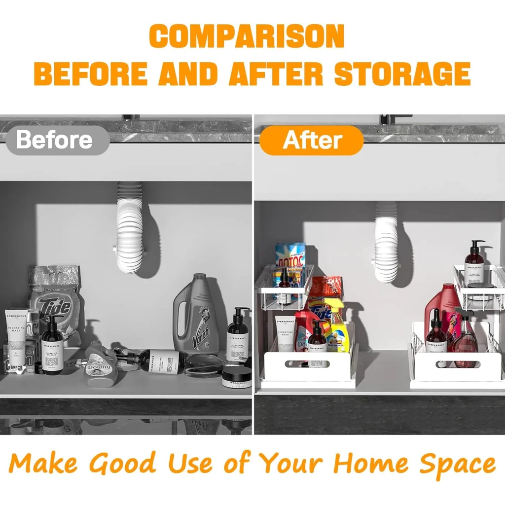 CARLA HOME 2 pack Under Sink Organiser with Sliding Drawers