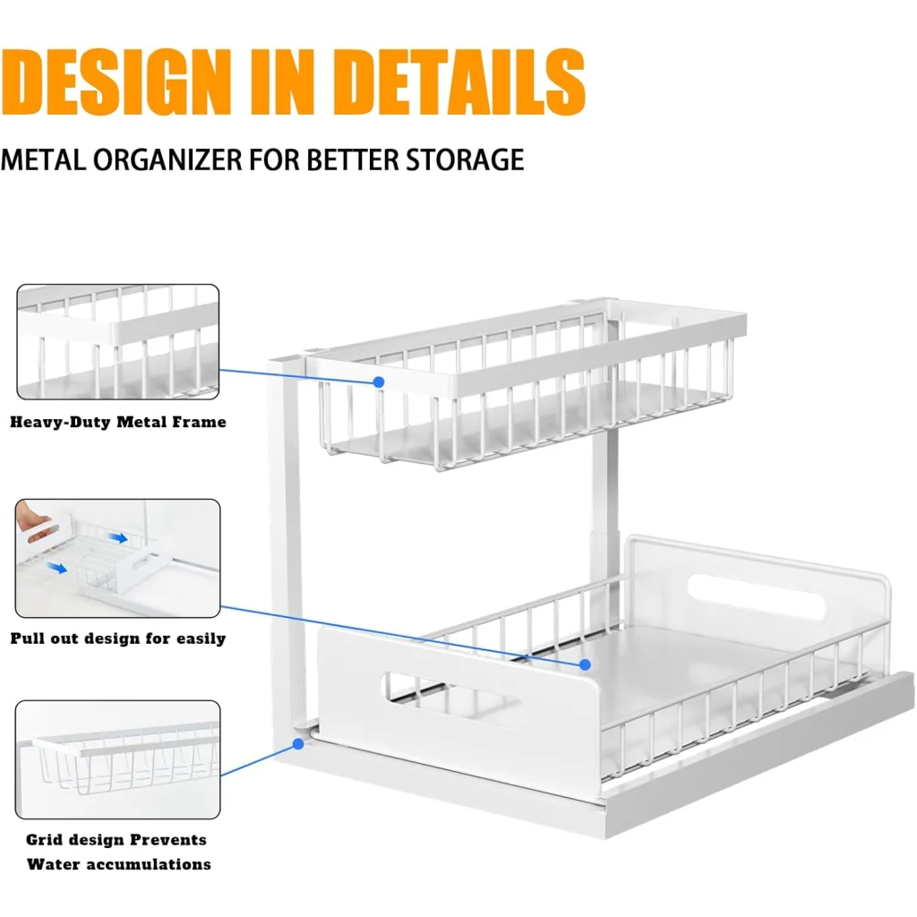 CARLA HOME 2 pack Under Sink Organiser with Sliding Drawers