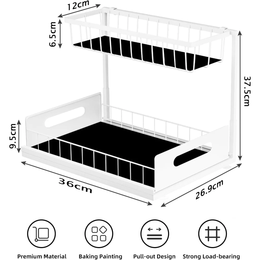 CARLA HOME 2 pack Under Sink Organiser with Sliding Drawers