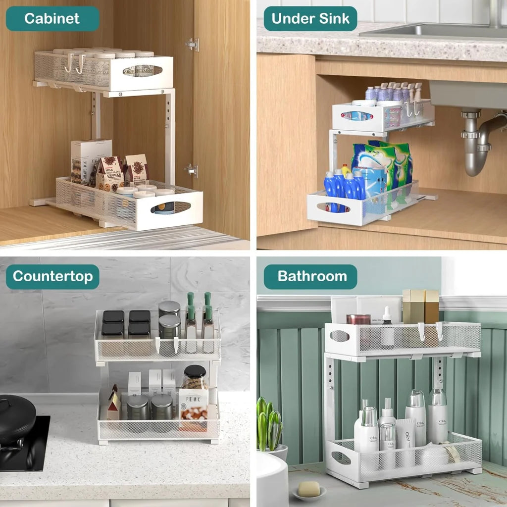 CARLA HOME 2 Pack Under Sink Organizer Pull Out Sliding