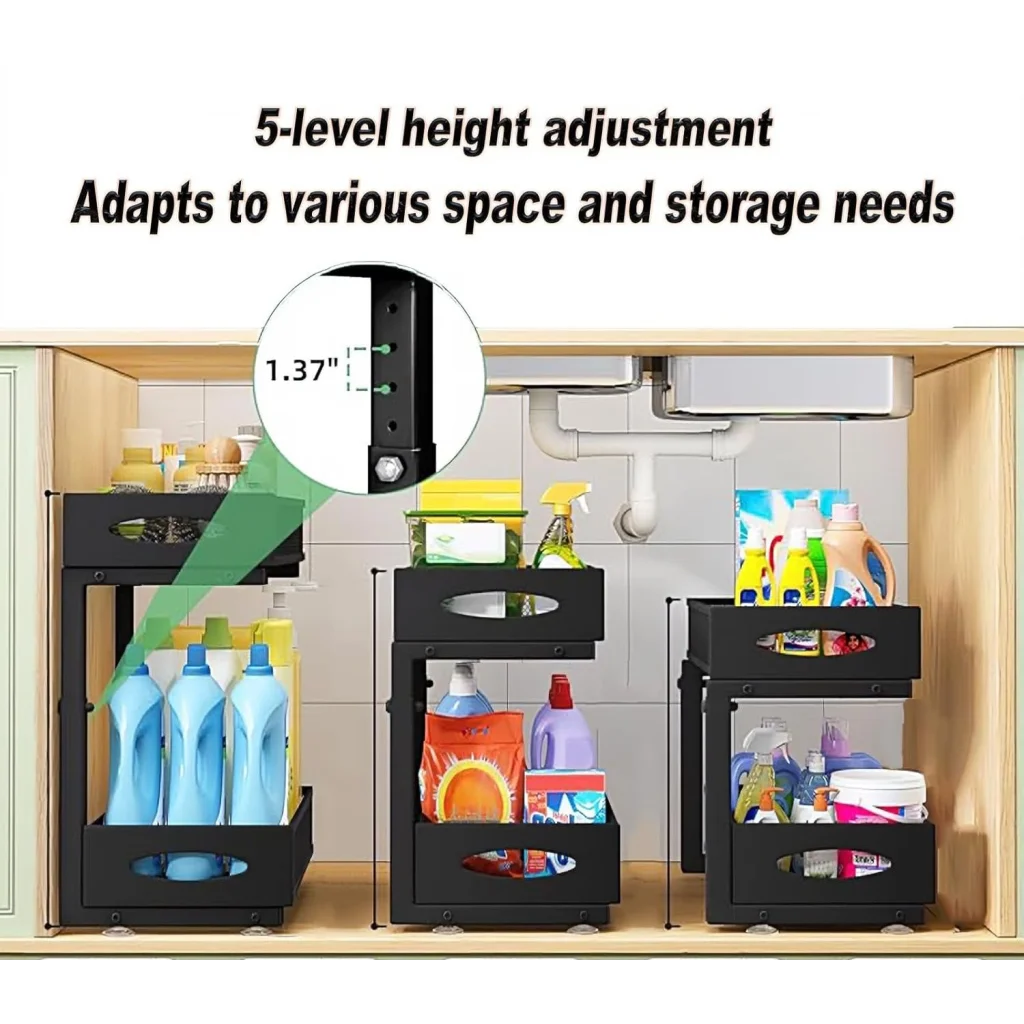 CARLA HOME 2 Pack Under Sink Organizer Pull Out Sliding