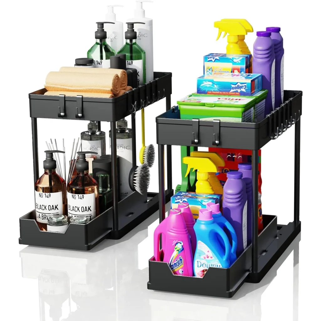 CARLA HOME 2 Pack Under Sink Organizer with Pull-Out Basket