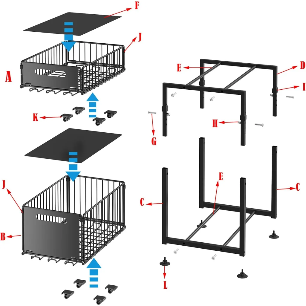 CARLA HOME 2- Pack Under Sink Organizer with Sliding