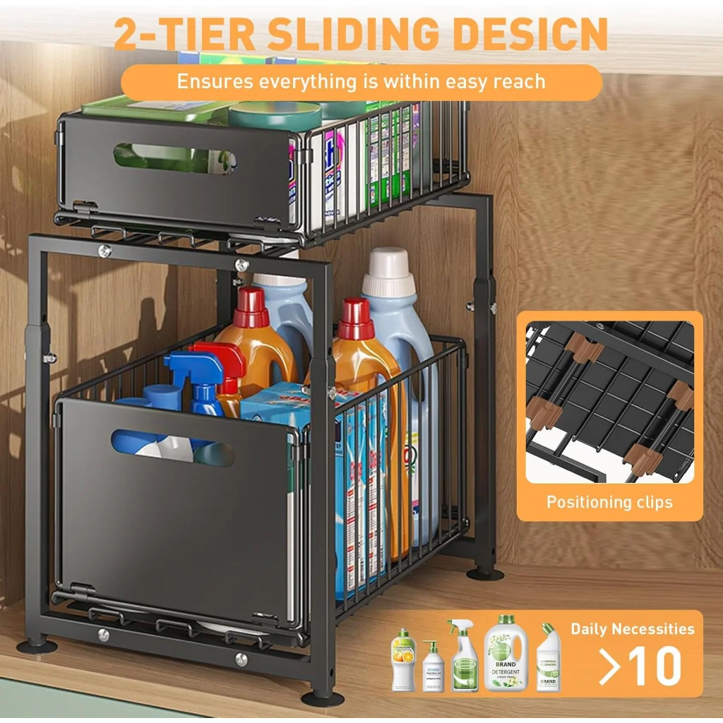 CARLA HOME 2- Pack Under Sink Organizer with Sliding