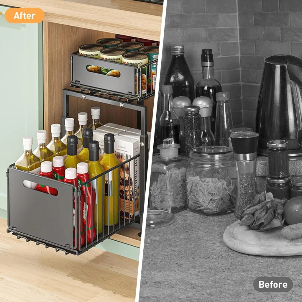 CARLA HOME 2- Pack Under Sink Organizer with Sliding