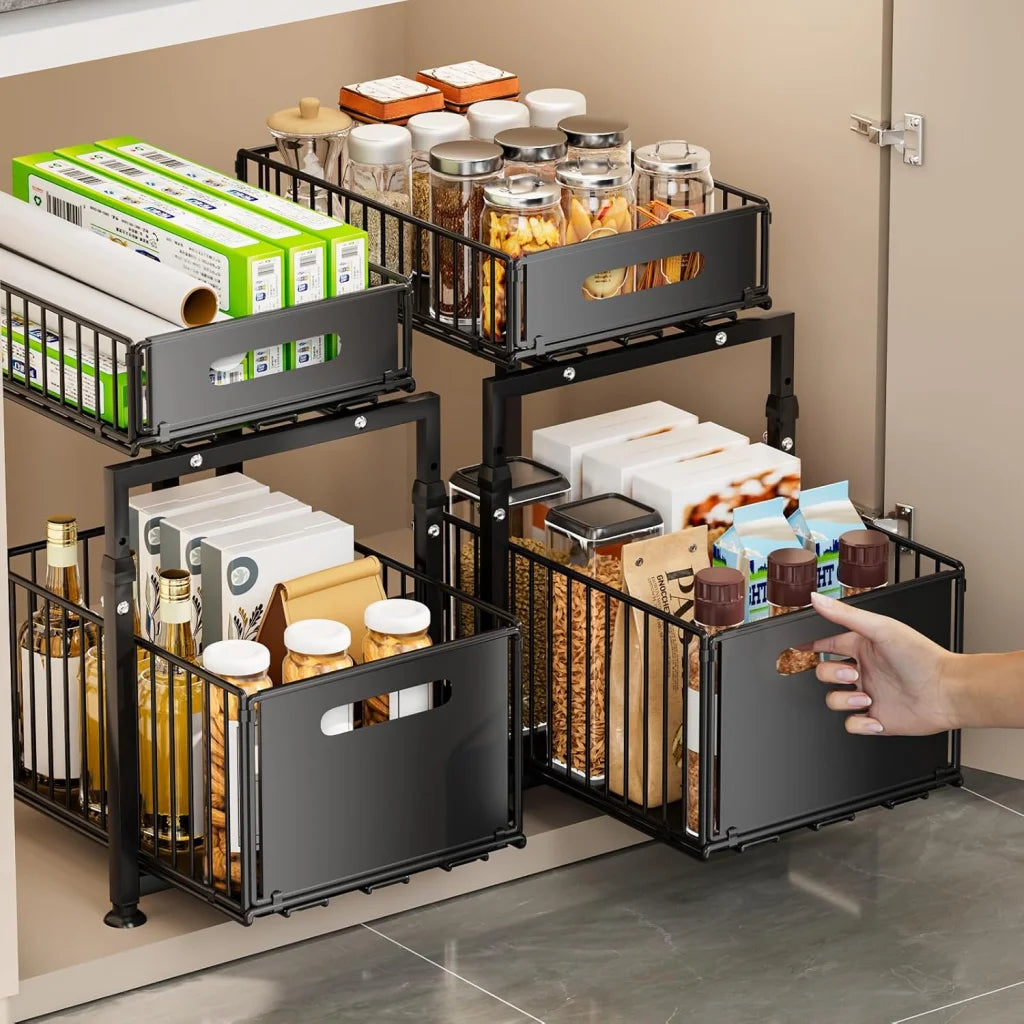 CARLA HOME 2- Pack Under Sink Organizer with Sliding