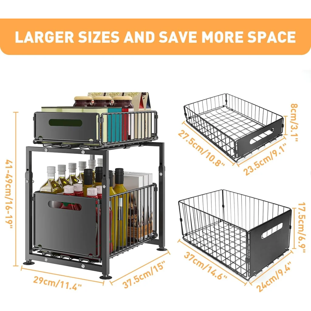CARLA HOME 2- Pack Under Sink Organizer with Sliding