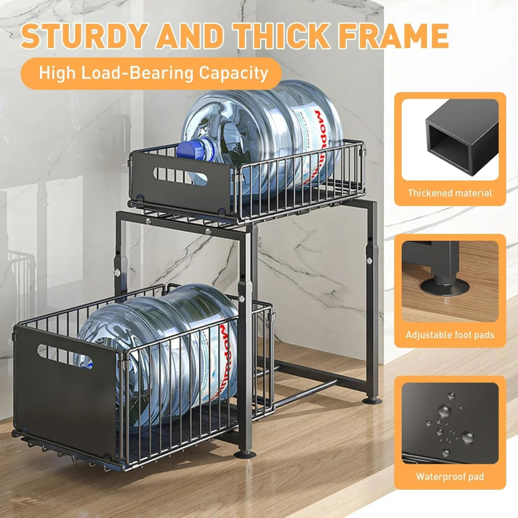 CARLA HOME 2- Pack Under Sink Organizer with Sliding