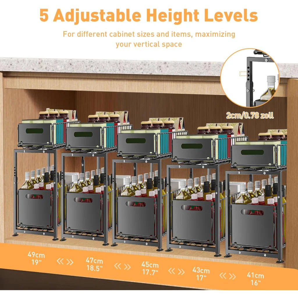 CARLA HOME 2- Pack Under Sink Organizer with Sliding