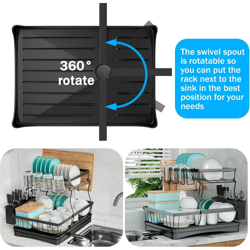 CARLA HOME 2-Tier Dish Drying Rack for Kitchen Counter