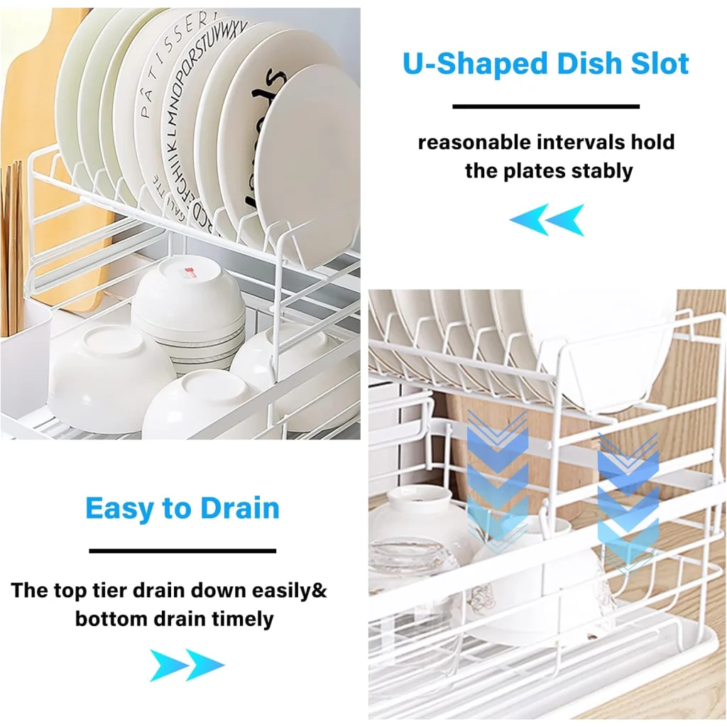 CARLA HOME 2-Tier Dish Drying Rack for Kitchen Counter
