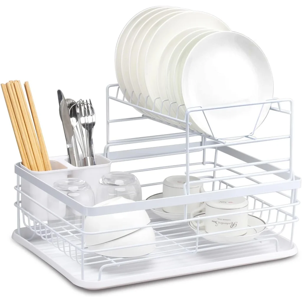 Carla 2 Tier Dish Drying with Rack Kitchen Counter Removable Drip