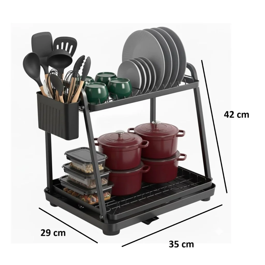 CARLA HOME 2-Tier Dish Drying Rack for Kitchen Countertop with Drainag ...