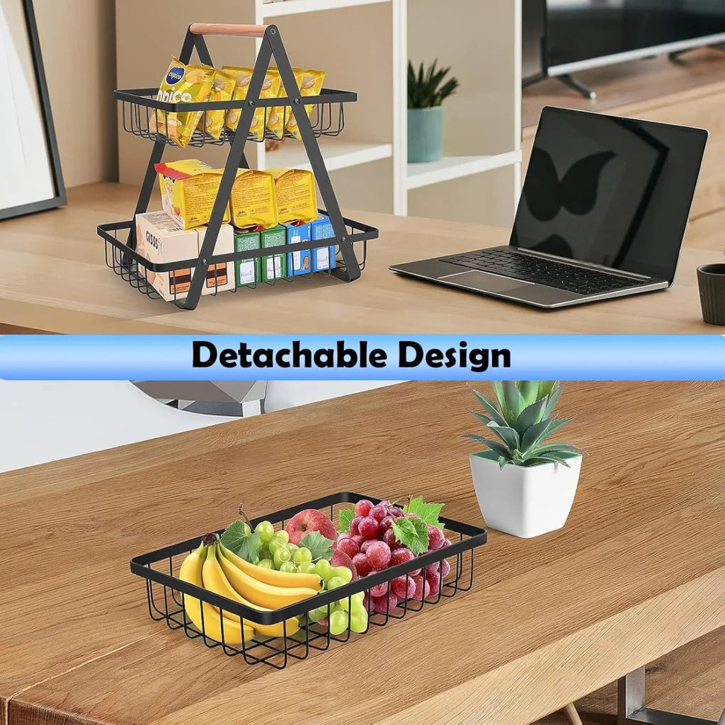 CARLA HOME 2-Tier Fruit Basket Stand for Kitchen Countertop