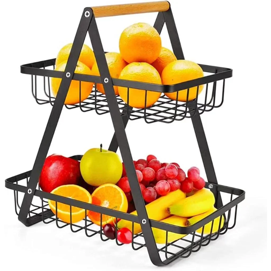 CARLA Two Tier Fruit Basket Stand for Kitchen