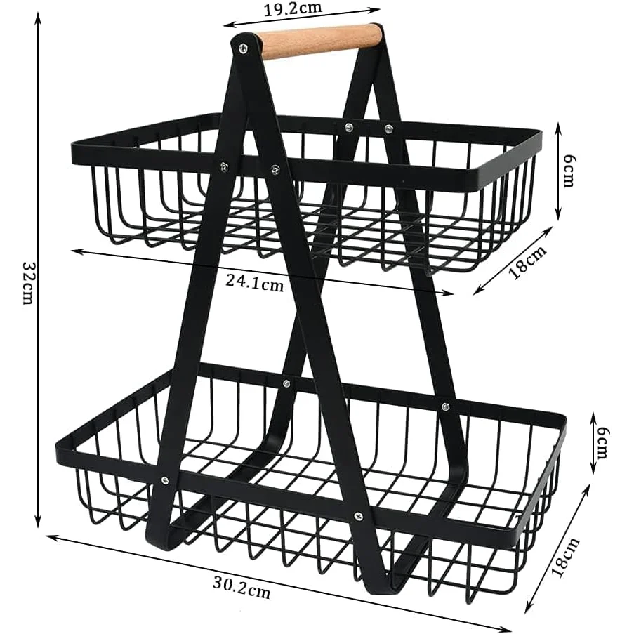 CARLA HOME 2-Tier Fruit Basket Stand for Kitchen Countertop