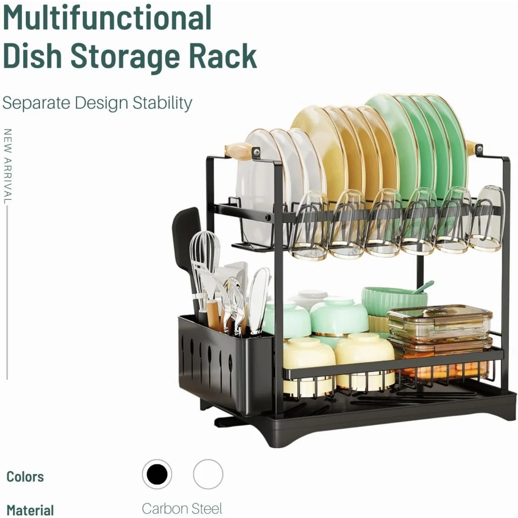 CARLA HOME 2-Tier Large Dish Drying Rack with Drainboard