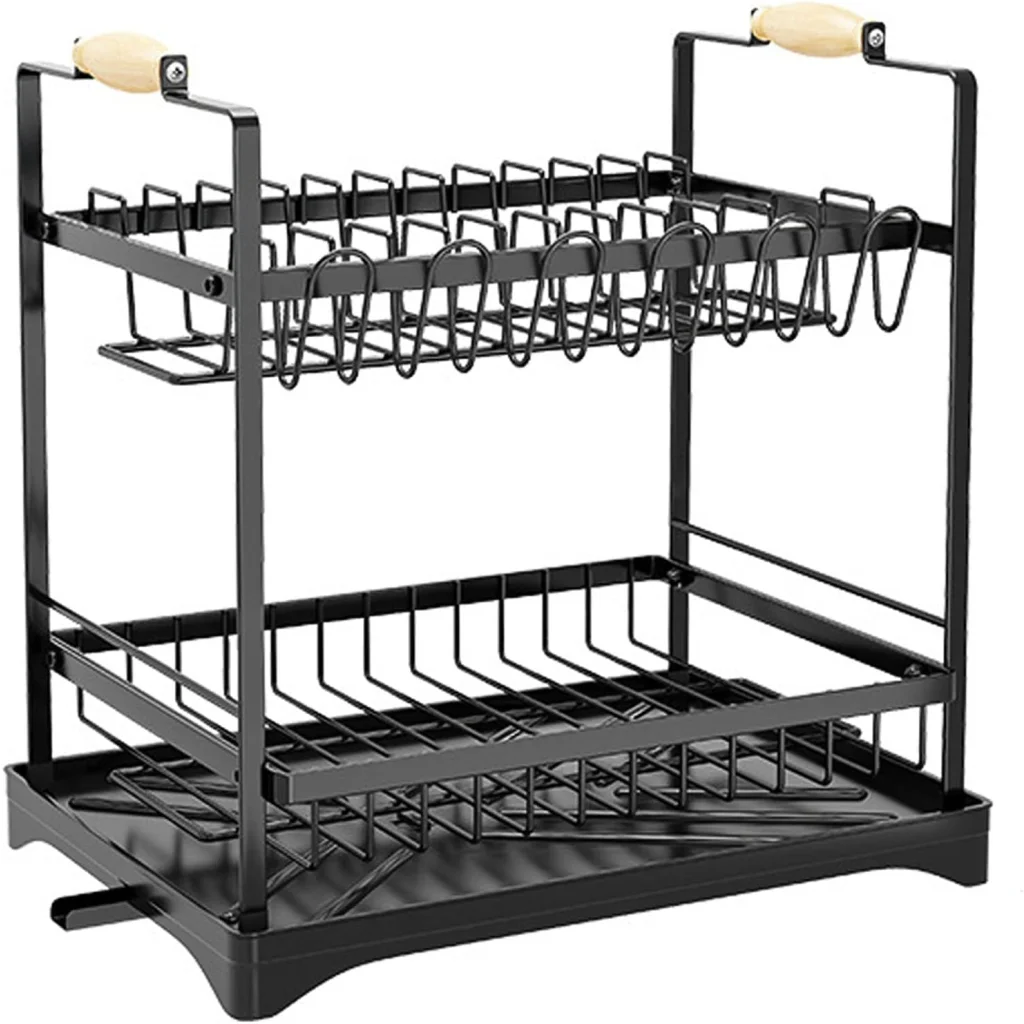 CARLA HOME 2-Tier Large Dish Drying Rack with Drainboard
