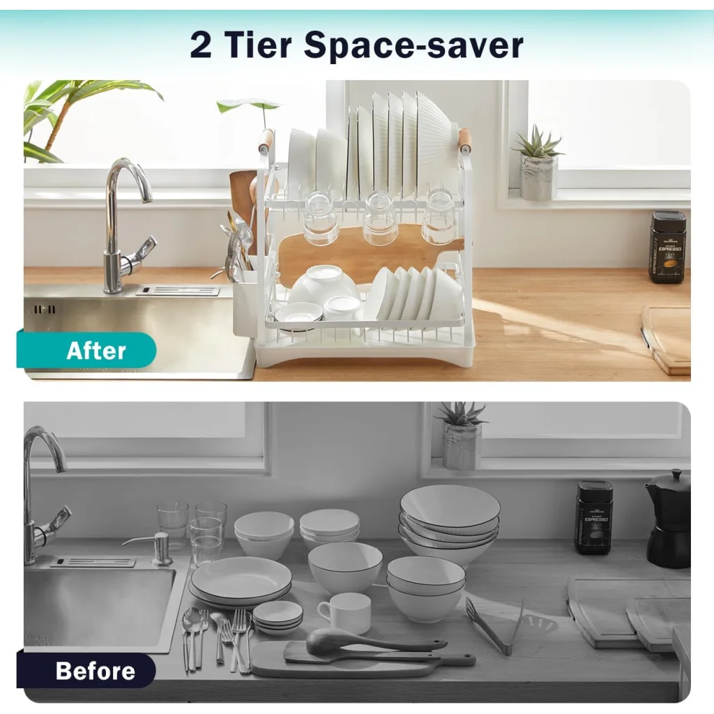 White glass storage rack with adjustable supports and fitted brackets
