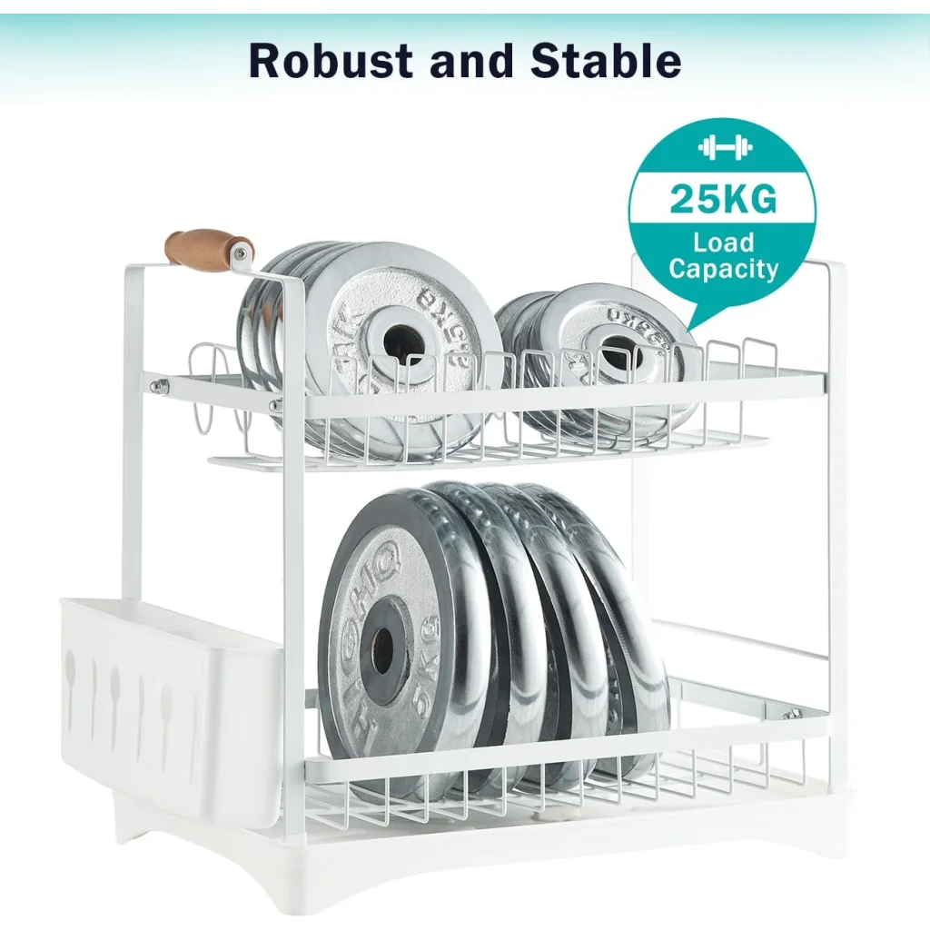 CARLA HOME 2-Tier Large Dish Drying Rack with Drainboard