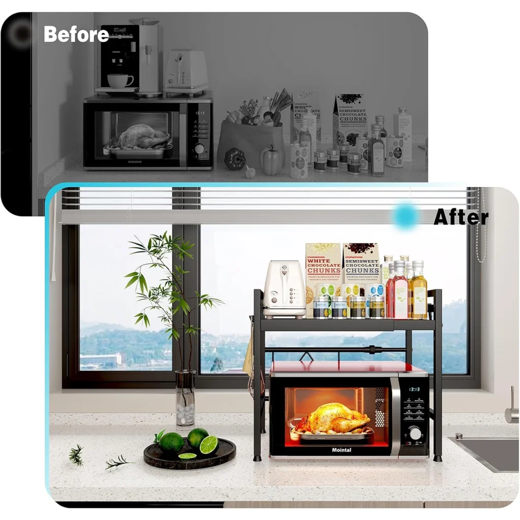 CARLA HOME 2-Tier Microwave Oven Rack with Adjustable Metal
