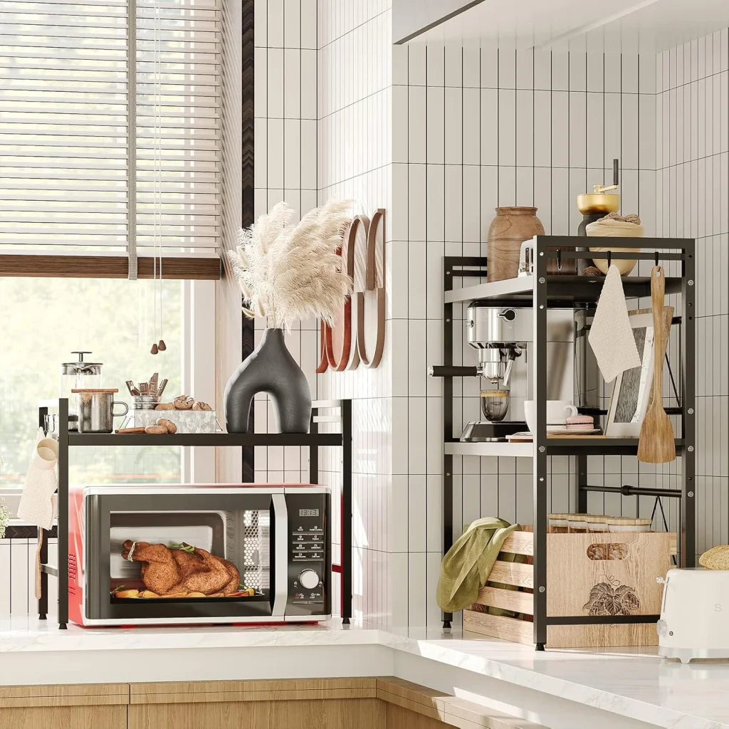 CARLA HOME 2-Tier Microwave Oven Rack with Adjustable Metal