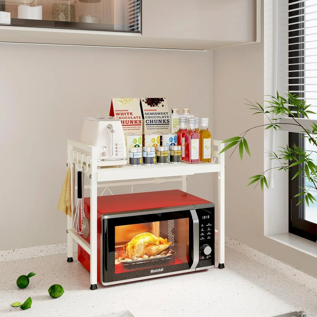 CARLA HOME 2-Tier Microwave Oven Rack with Adjustable Metal