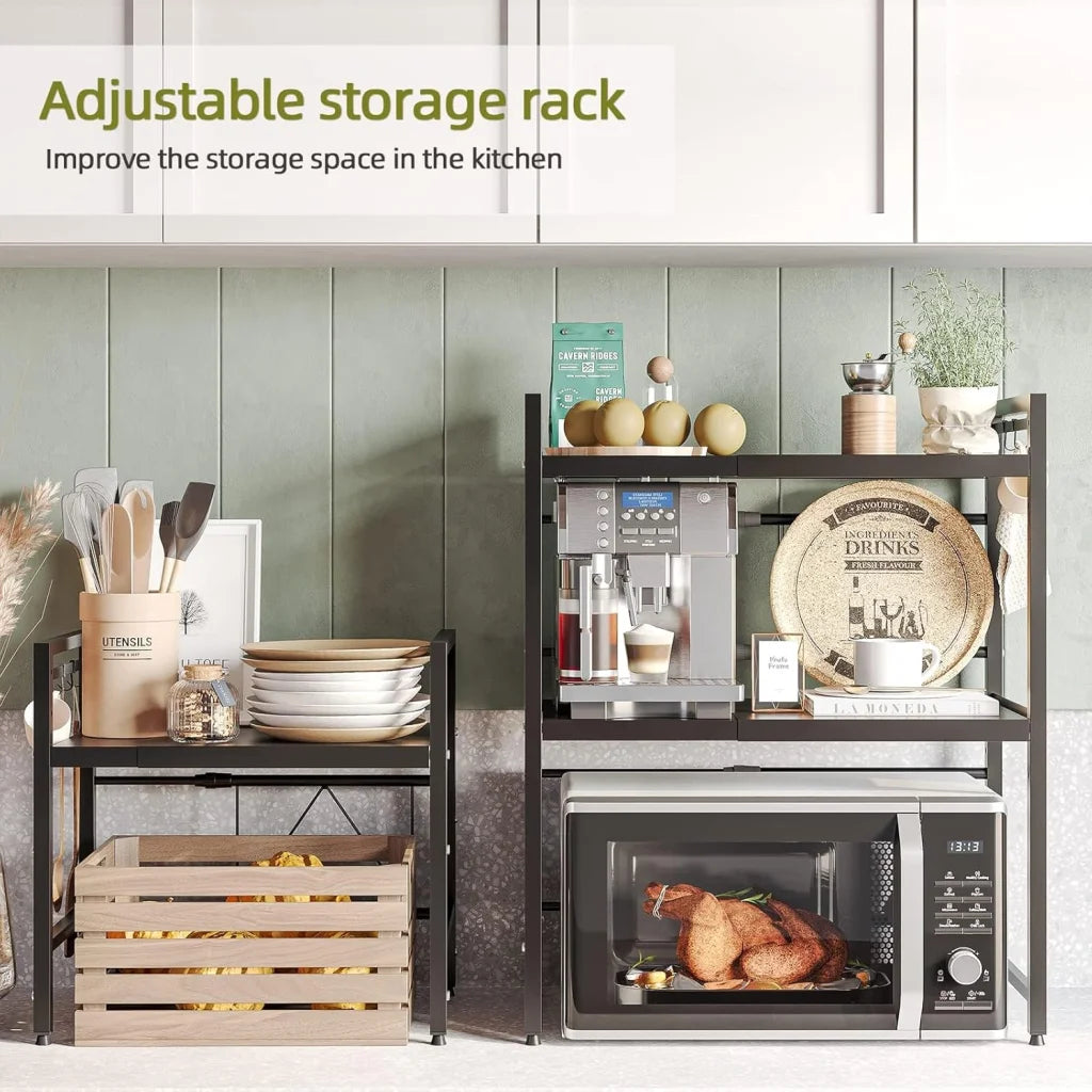 CARLA HOME 2-Tier Microwave Oven Rack with Adjustable Metal