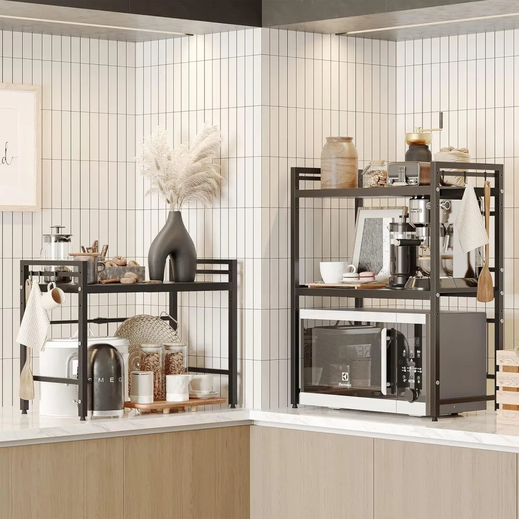 CARLA HOME 2-Tier Microwave Oven Rack with Adjustable Metal
