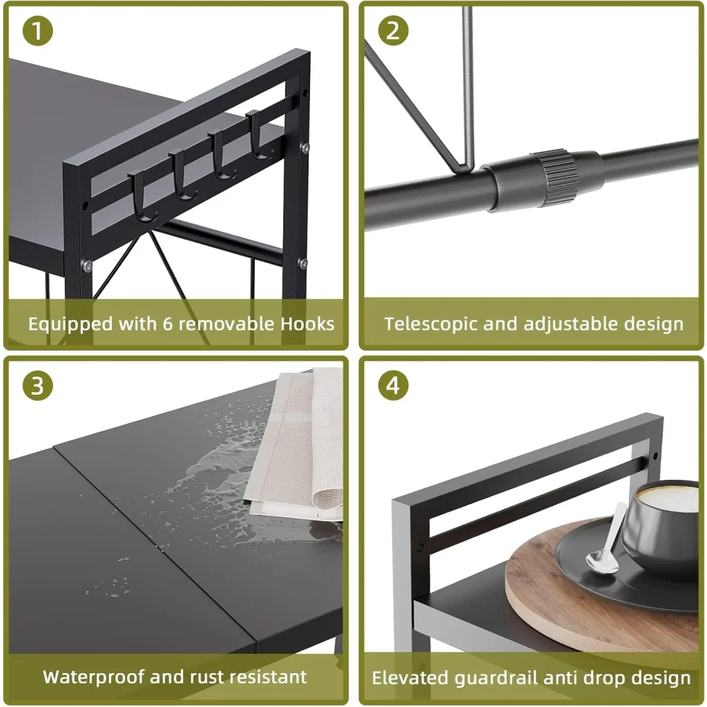 CARLA HOME 2-Tier Microwave Oven Rack with Adjustable Metal