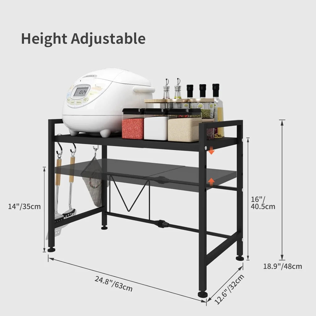CARLA HOME 2-Tier Microwave Oven Rack with Adjustable Metal