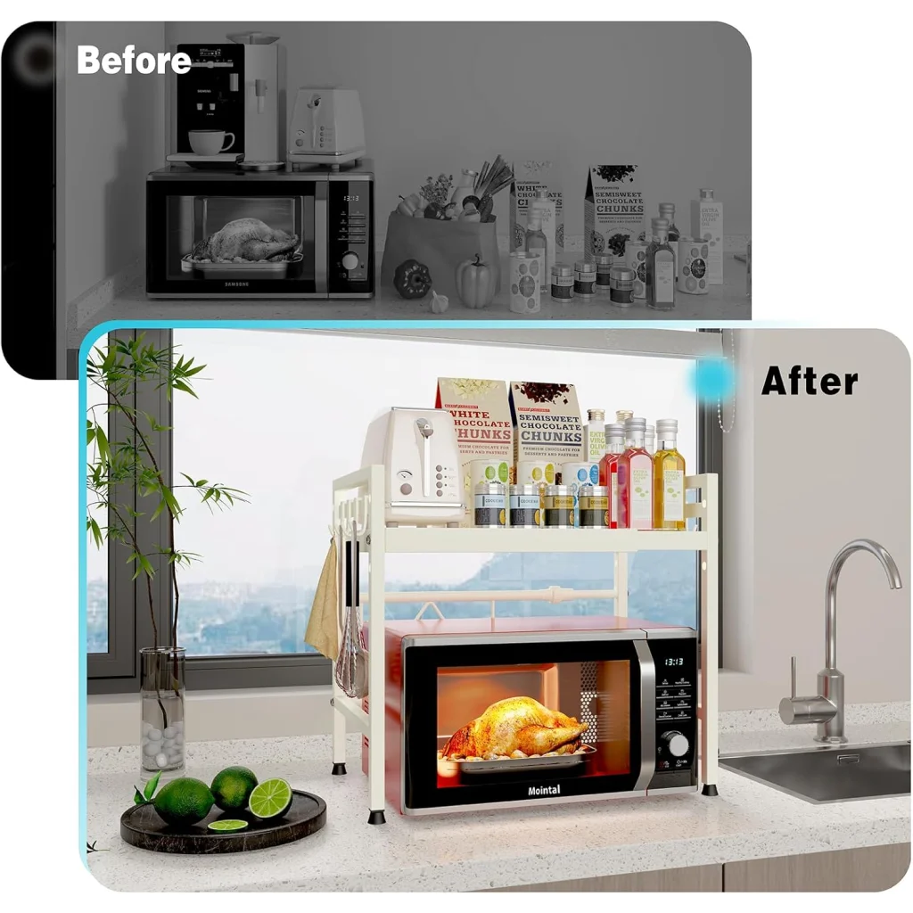 CARLA HOME 2-Tier Microwave Oven Rack with Adjustable Metal