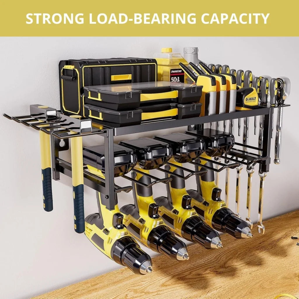 CARLA HOME 2-Tier Power Tool Rack Organizer Wall Mount with Drill Hold ...