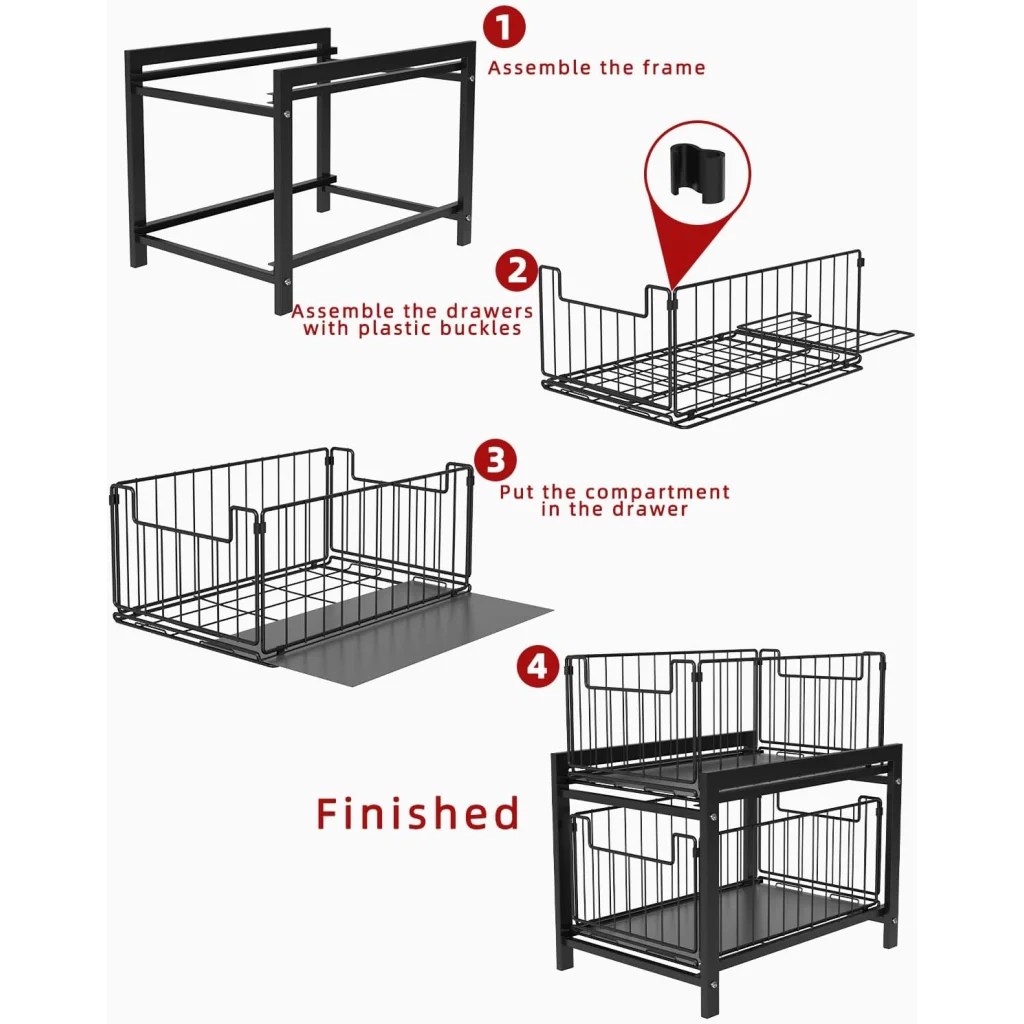 CARLA HOME 2 Tier Sliding Cabinet Organizer Drawer Storage