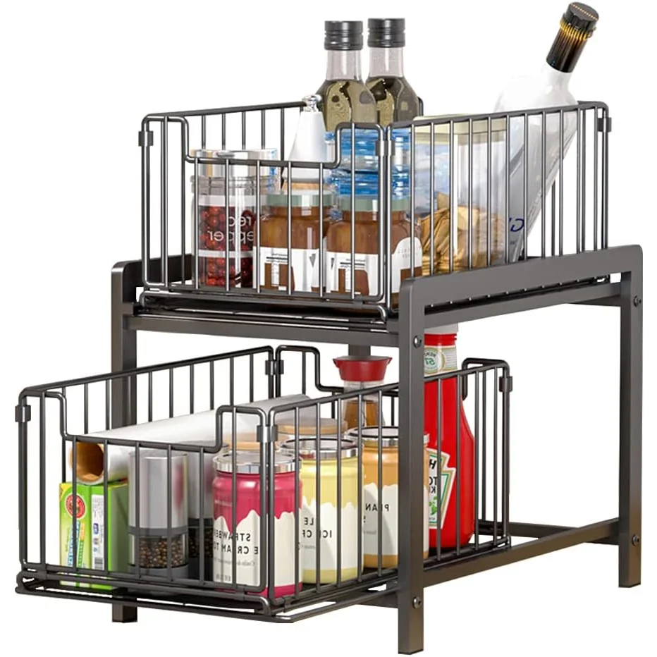 2 storage cabinet with tier sliding organizer drawer