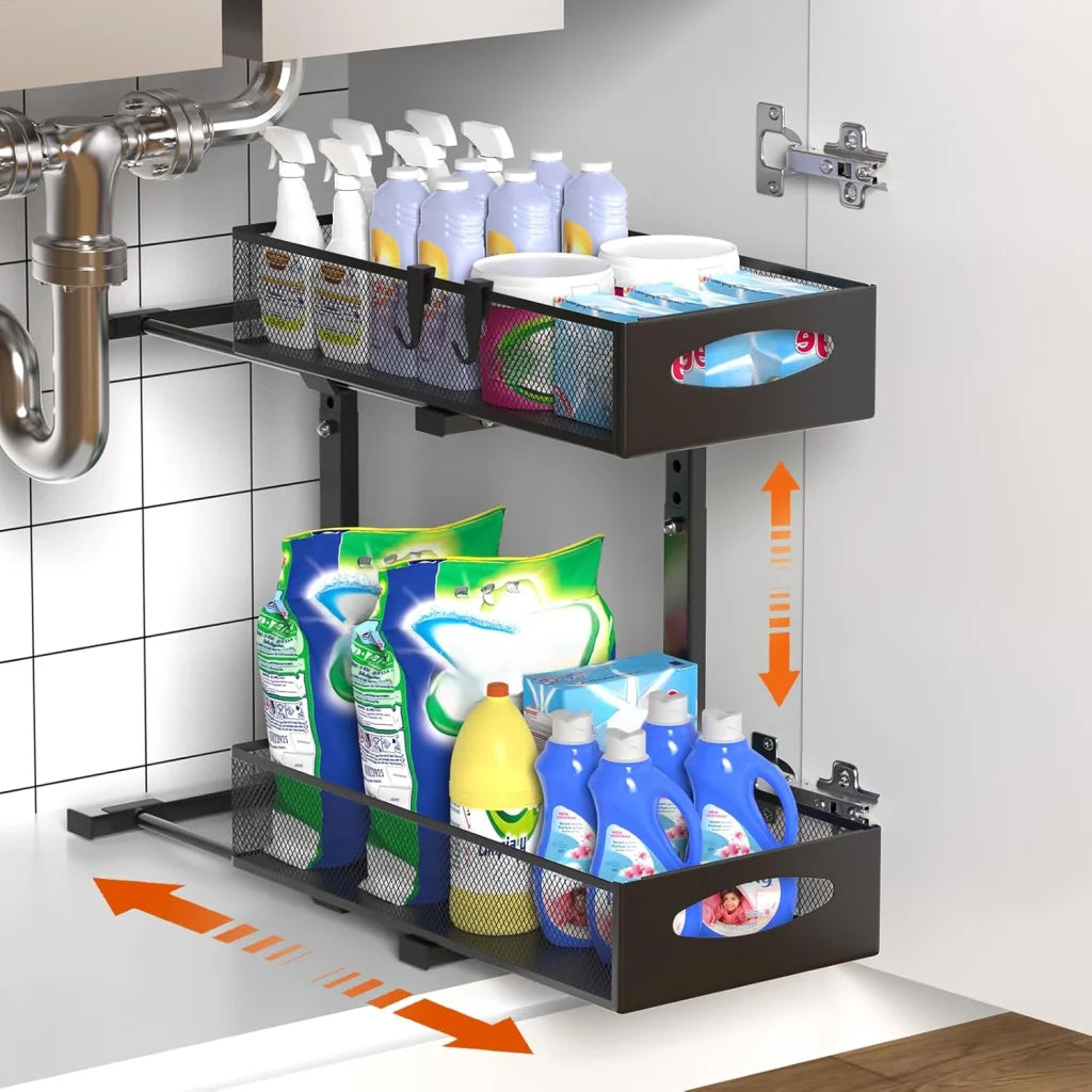 CARLA HOME 2 Tier Under Sink Organizer Pull Out Sliding