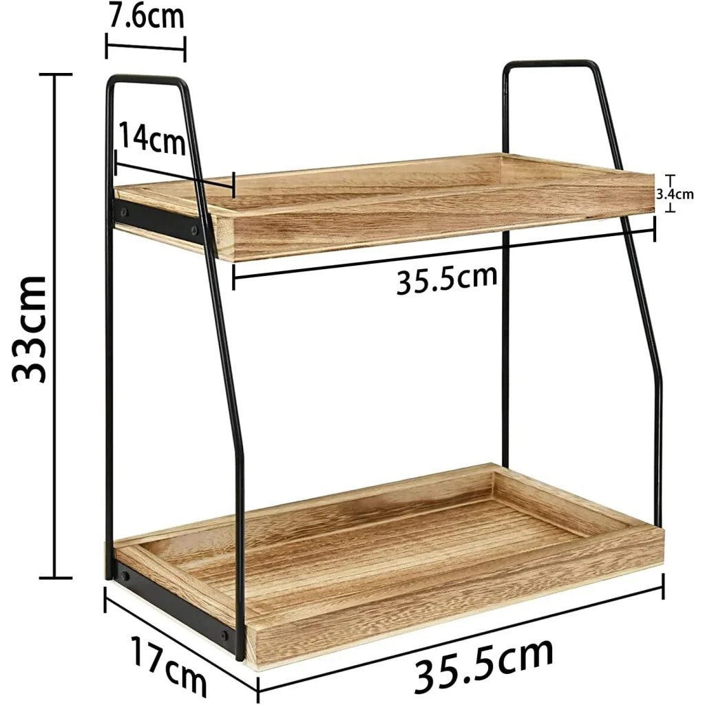 CARLA HOME 2-Tier Wooden Coffee Station Rack Organizer