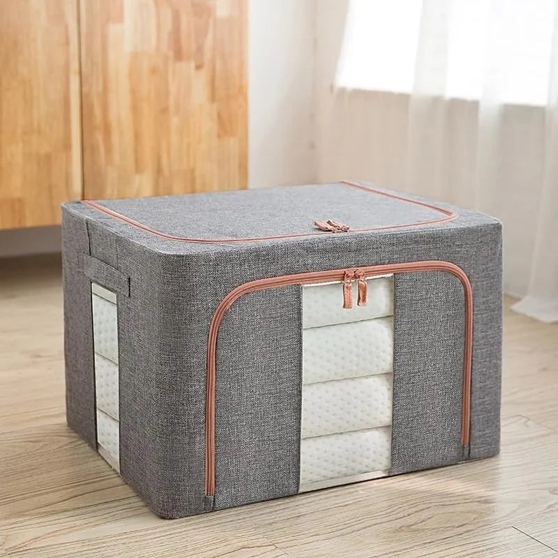 Pack large clothes with front fabric panel and stitched edging