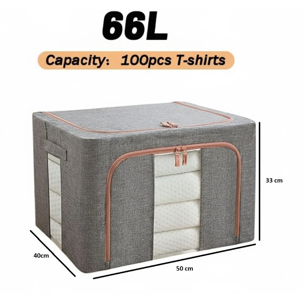 Grey pack large clothes with storage bins lids