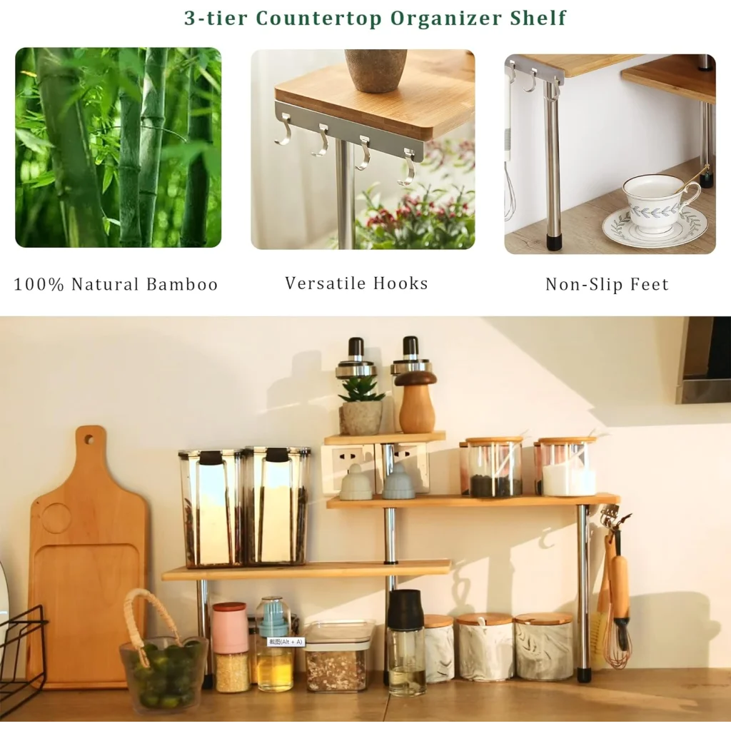 CARLA HOME 3-Tier Corner Shelf Kitchen Spice Rack Organizer