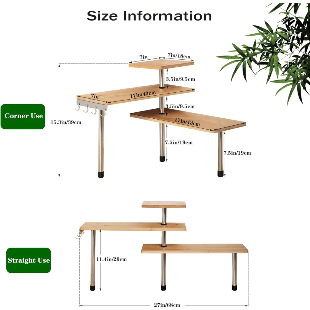 CARLA HOME 3-Tier Corner Shelf Kitchen Spice Rack Organizer