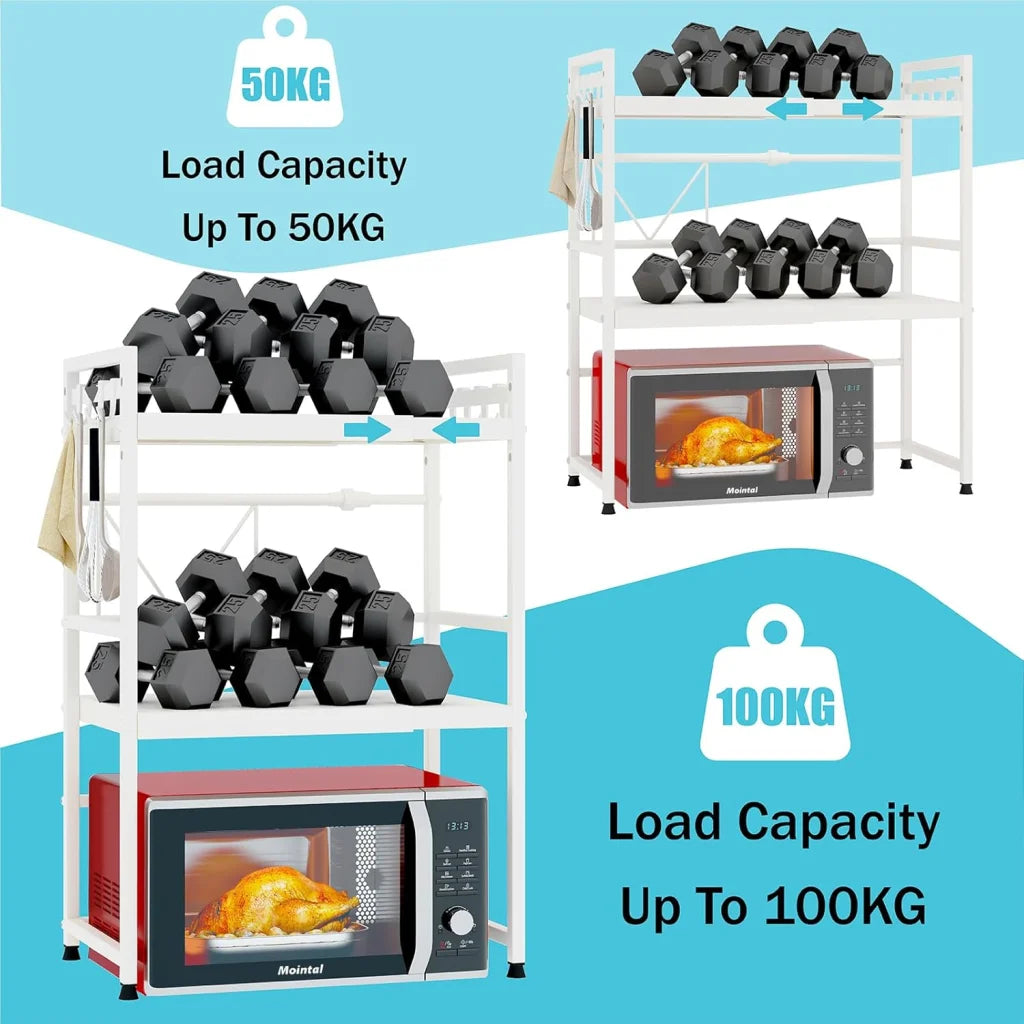 CARLA HOME 3-Tier Microwave Oven Rack with Adjustable Metal
