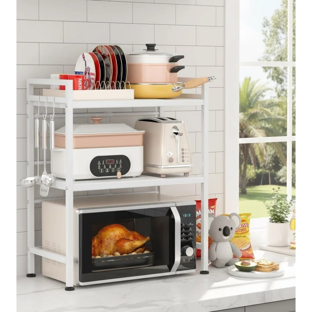 CARLA HOME 3-Tier Microwave Oven Rack with Adjustable Metal