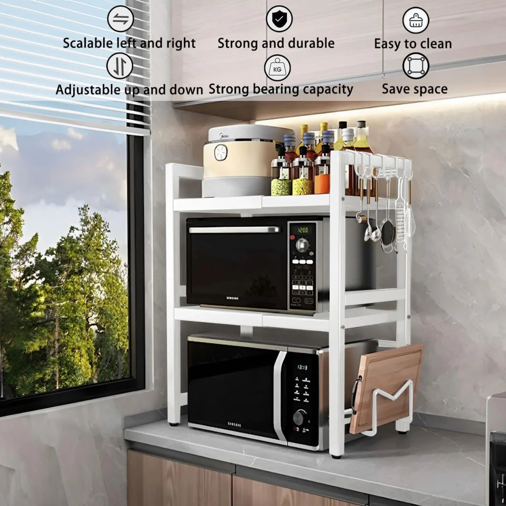 CARLA HOME 3-Tier Microwave Oven Rack with Adjustable Metal