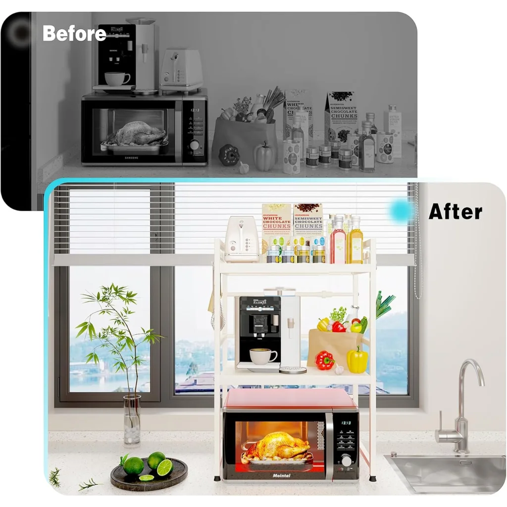 CARLA HOME 3-Tier Microwave Oven Rack with Adjustable Metal