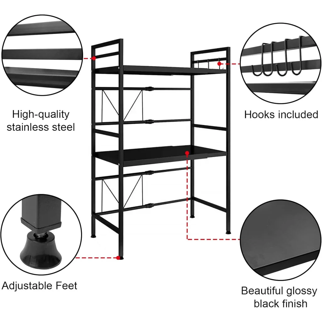 Metal storage rack with slim posts and mounting brackets