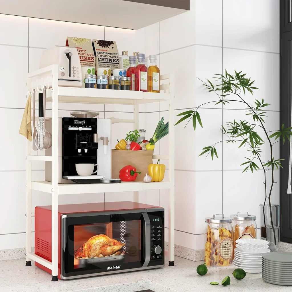 CARLA HOME 3-Tier Microwave Oven Rack with Adjustable Metal