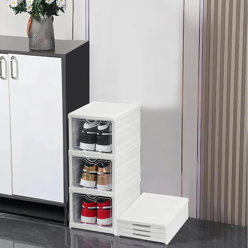 CARLA HOME 3-Tier Stackable Shoe Storage Box Organizer