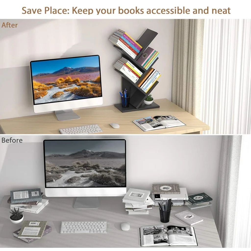 CARLA HOME 5-Tier Tree Bookshelf Storage Rack for Home