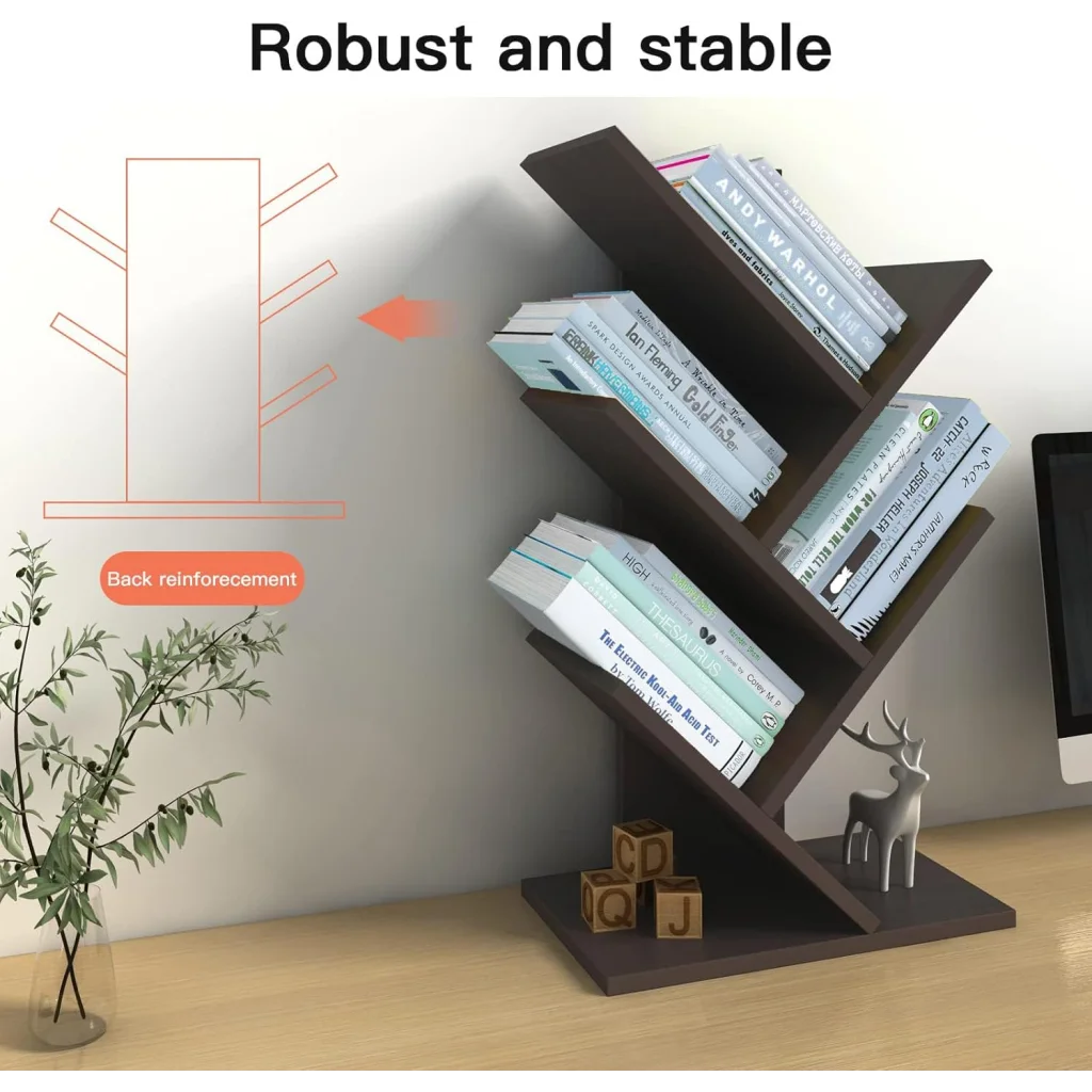 CARLA HOME 5-Tier Tree Bookshelf Storage Rack for Home
